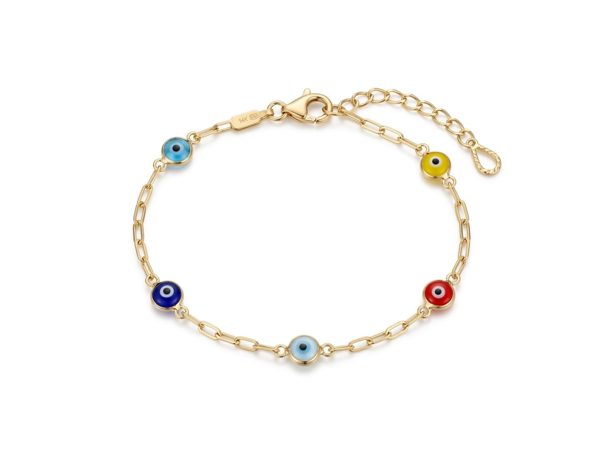 Pulsera de Oro ojo turco colorido