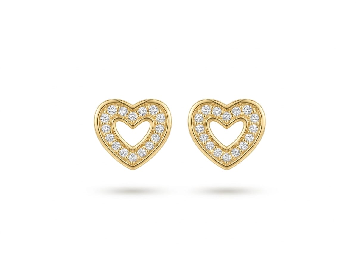 Pendientes Corazón  brillo Oro