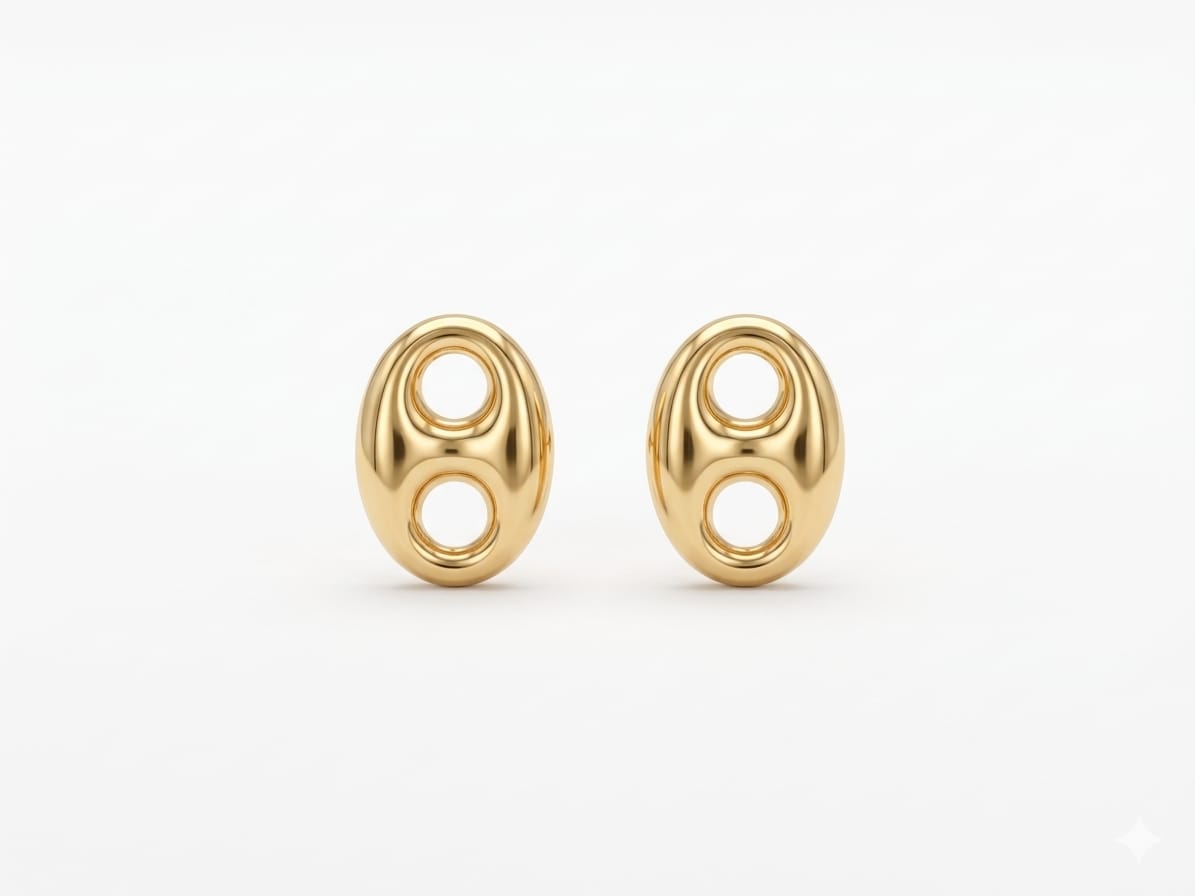 Pendientes de Oro Italiano Eslabón de ancla